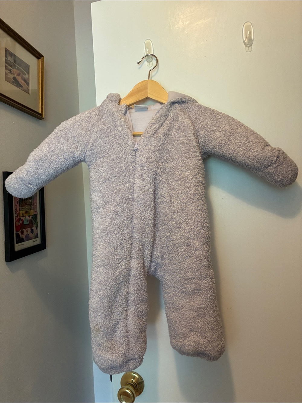 Koala Kids Light Gray Plush Hooded One-Piece